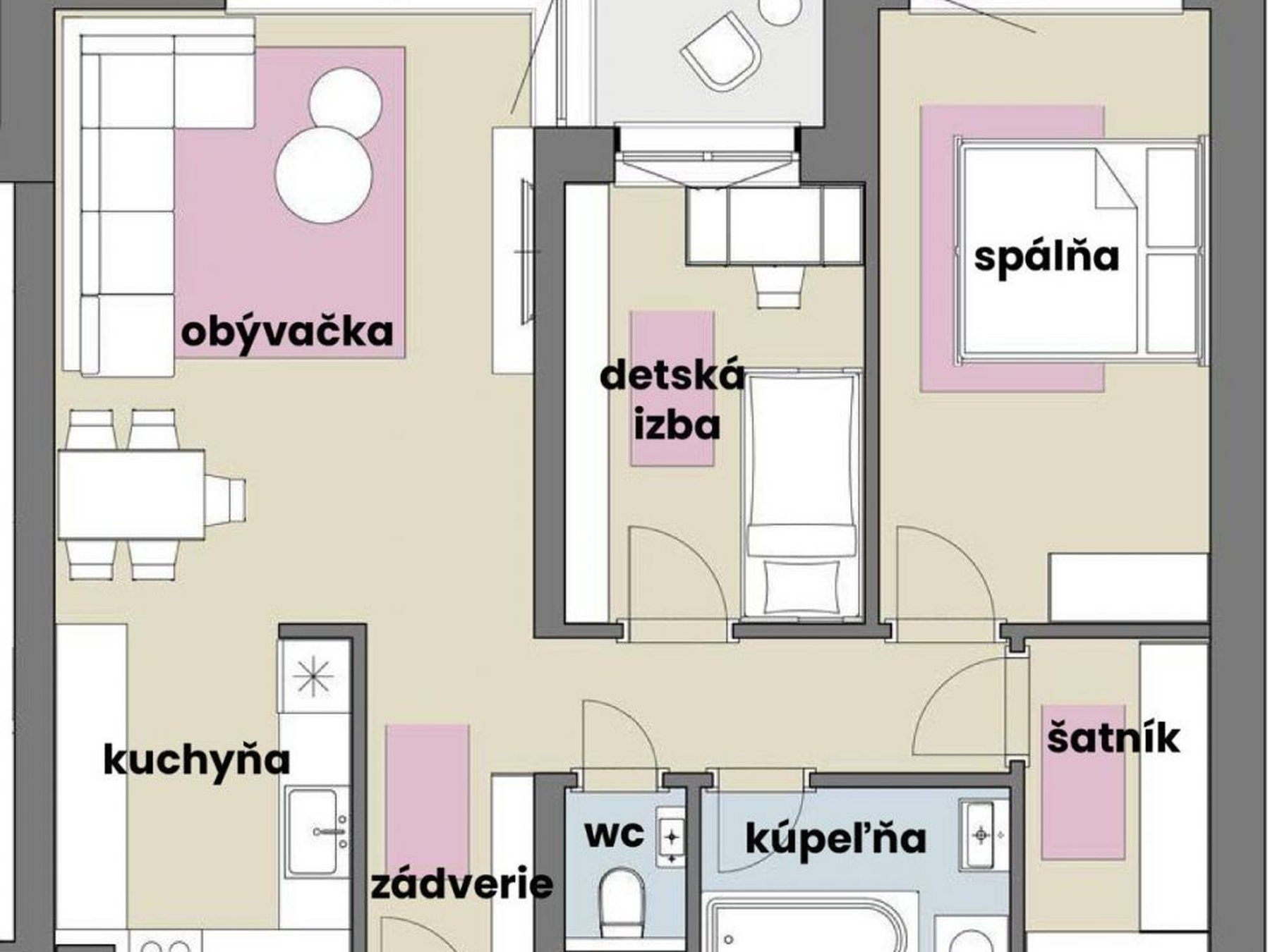 3 izbový byt 72 m² , Novostavba