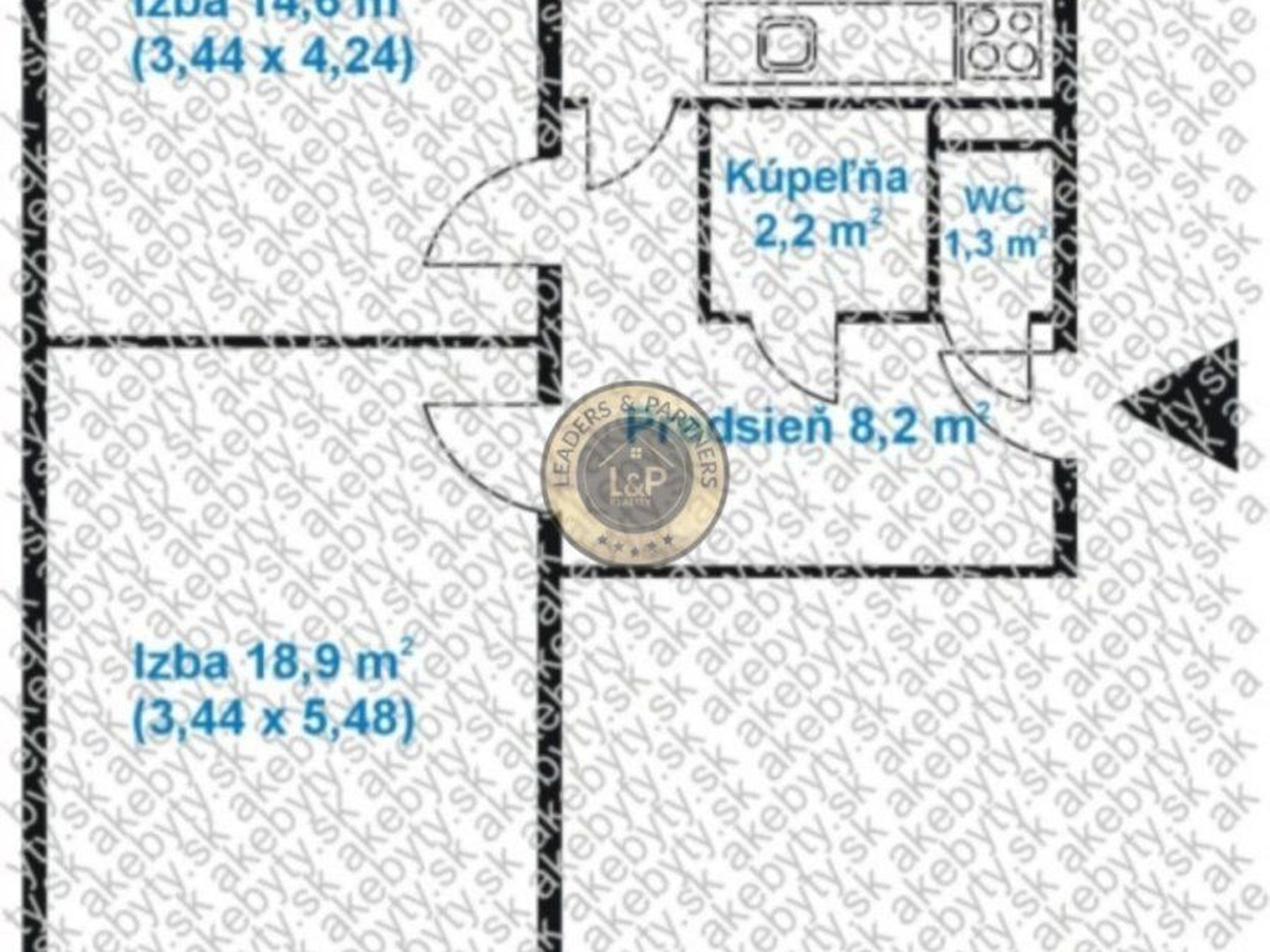2 izbový byt 53 m² , Pôvodný stav