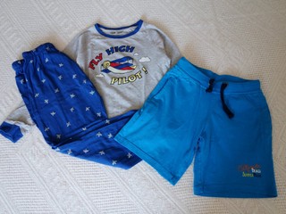 Chlapčenské šortky + bavl.pyžamo, veľ.122/128
