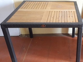 Stôl ISABELLA, d 90 x š 90 x v72 cm, a-teak/ratan