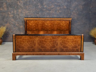 Antický dvojitá posteľ - 1950- Orechové drevo
