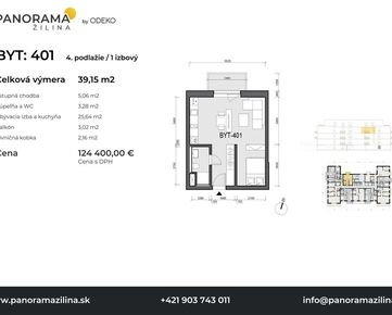 1 izbový byt s balkónom v novostavbe Panorama Žilina, byt č. 401