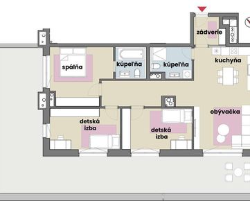 4 i. byt so 65m2 terasou v tehlovej novostavbe s podlahovým kúrením medzi rodinnými domami