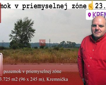 PREDAJ: pozemok v priemyselnej zóne, 23.725 m2 (96 x 245 m), Kremnička