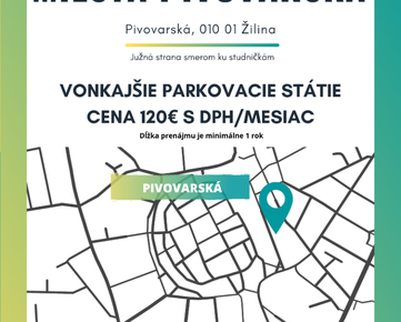 Prenájom parkovacích státí v Žiline-Pivovarská ulica