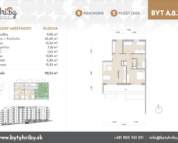 Prémiový 3 izbový byt najvyššom podlaží s priestrannou 15m² terasou v novostavbe Hríby, (A83)