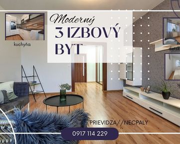 Skvelý 3 izb. byt /70,4 m2/, okamžité dostupné bývanie, ktoré má štýl, Dúbravská ulica, sídlisko Necpaly Prievidza