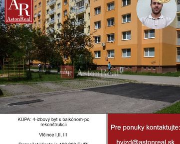 KÚPA: Prerobený 4-izbový byt s balkónom, 92 m2, Vlčince-Zvolenská, ZA