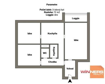Exkluzívne Vám ponúkame na predaj 3 izbový byt s loggiou v lokalite Košice – STARÉ MESTO –  Karpatská ul.
