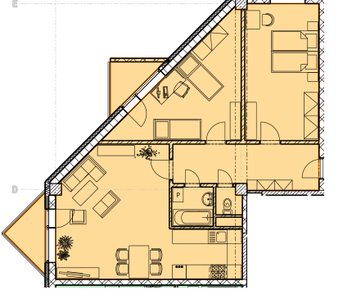 Apartmán 86,8m2, skladová kobka 5 m2, balkón 6,2m2 holobyt, 2.podlažie byt č. 2/9