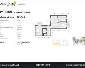 3 izbový priestranný byt s dvoma balkónmi v projekte Panorama Žilina, byt č.209
