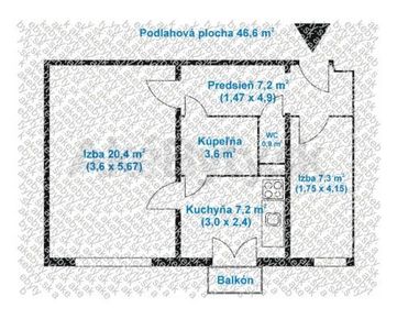 Ponúkame byt 46,6 m2 s balkónom a pivnicou vo vyhľadávanej lokalite na Šalviovej ul., s úžitkovou plochou 50 m2, v tichom dvore so zeleňou.