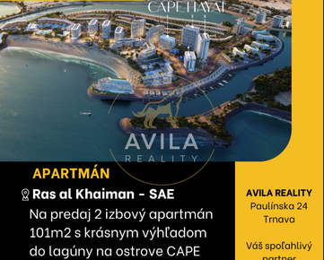 NA PREDAJ: 2 izbový apartmán 101m2 na ostrove CAPE HAYAT v Ras al Khaiman (SAE)