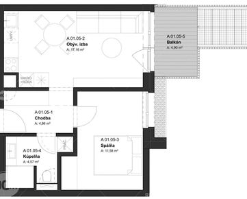 (BD1_01.05) 2-izbový byt v projekte KRÁSNE V KRÁSNE - Krásno nad Kysucou