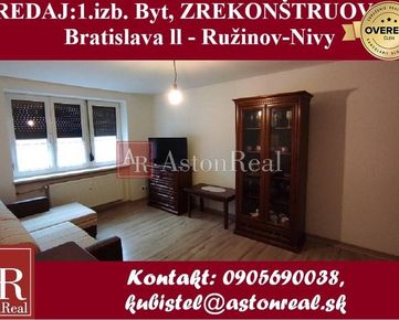 Predaj:ZREKONŠTRUOVANÝ, priestorný 1.izbový byt Bratislava ll-Ružinov