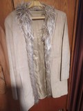 Kabát kožený s kožušinou dámsky