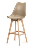 Barová stolička plast, sedák kapučíno ekokoža/nohy